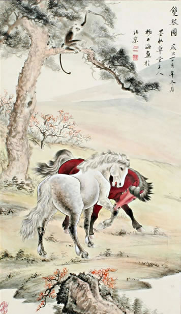 ���麣双骏图_�ֻ���Ʒ